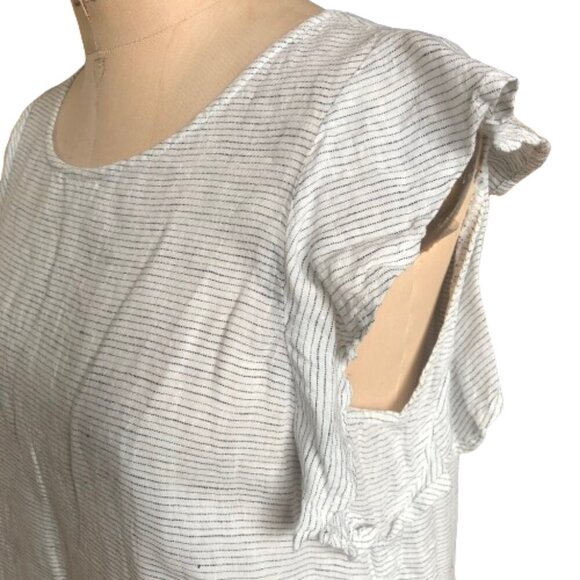 Catherine Malandrino flutter sleeve 100% linen top blouse - Picture 7 of 13